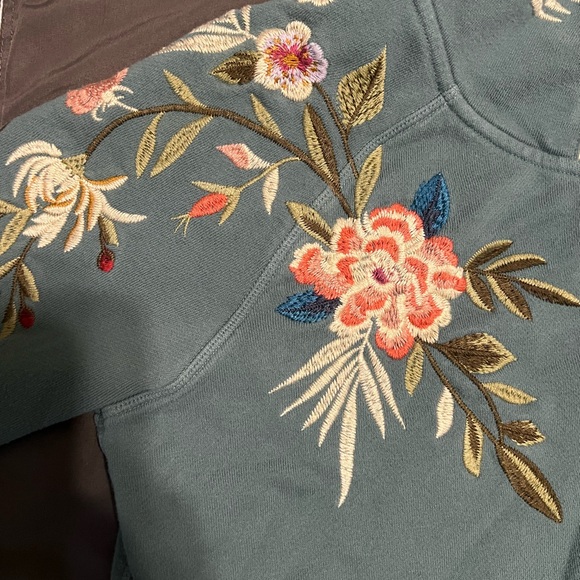 Johnny Was Green Floral Embroidered Hoodie - Picture 3 of 12